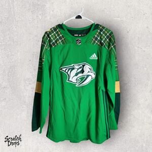 Adidas Primegreen Nashville Predators St Patrick’s Day Hockey Jersey Sz 46 Small
